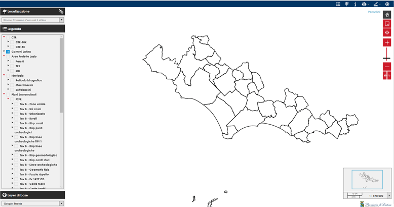 Sistema Informativo Territoriale (S.I.T.) - Servizio ufficiale di cartografia in rete (on line) del Settore Pianificazione Urbanistica della Provincia di Latina