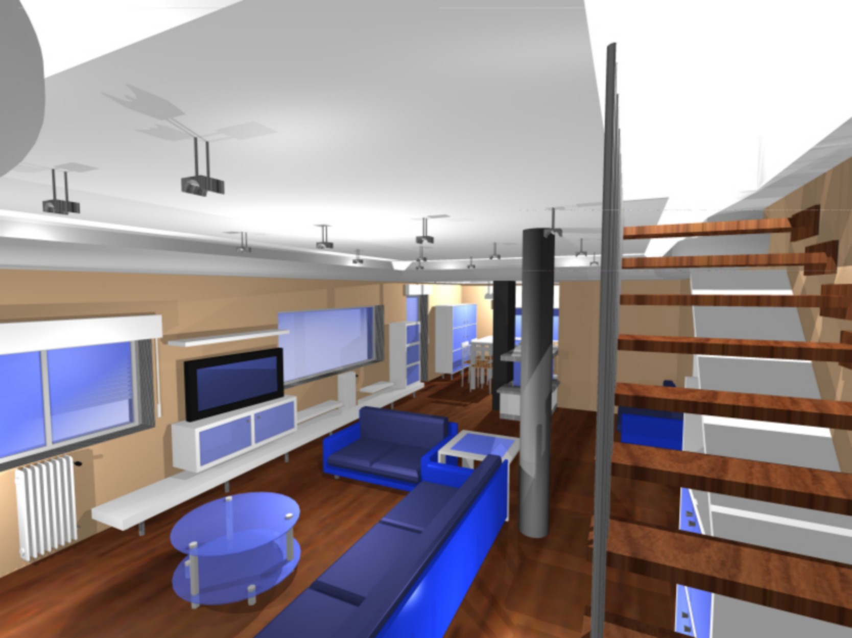 Vista del soggiorno dalla scala interna