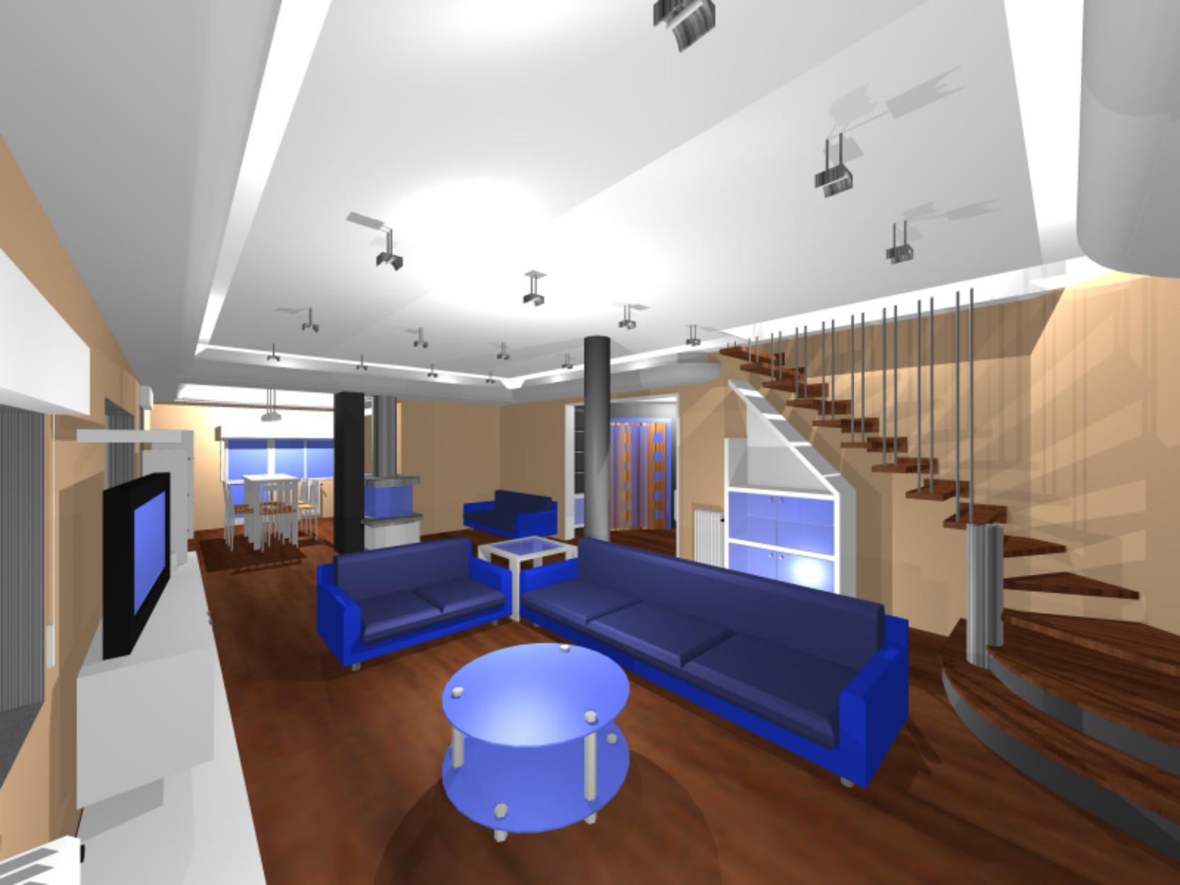 Vista d'insieme della zona giorno