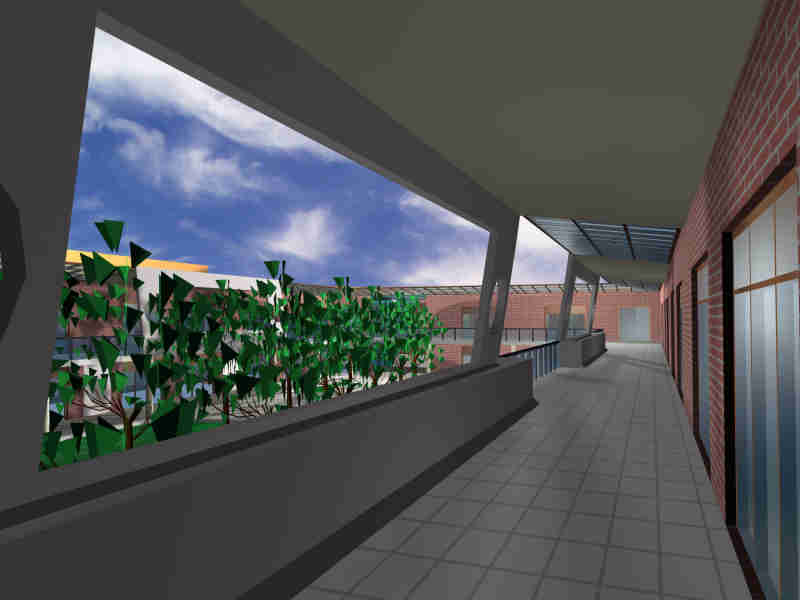 Vista prospettica della corte interna al piano primo